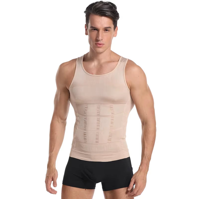 Be-In-Shape Men'S Slimming Vest Body Shaper Belly Control Posture Gynecomastia Compression Shirt Underwear Waist Trainer Corset