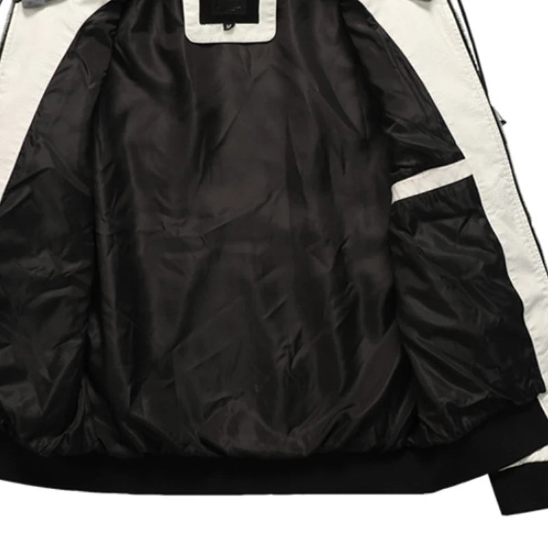 High Quality Men Leather Jacket Scorpion Embroidery Streetwear Windproof Motorcycle Biker Stand Collar Mens PU Leather Jackets