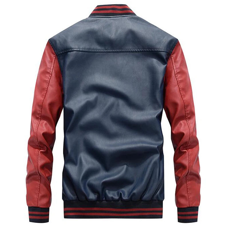 Jacket Men Embroidery Baseball Jackets Pu Leather Coats Slim Fit College Luxury Fleece Pilot Leather Jackets Casaco Masculino
