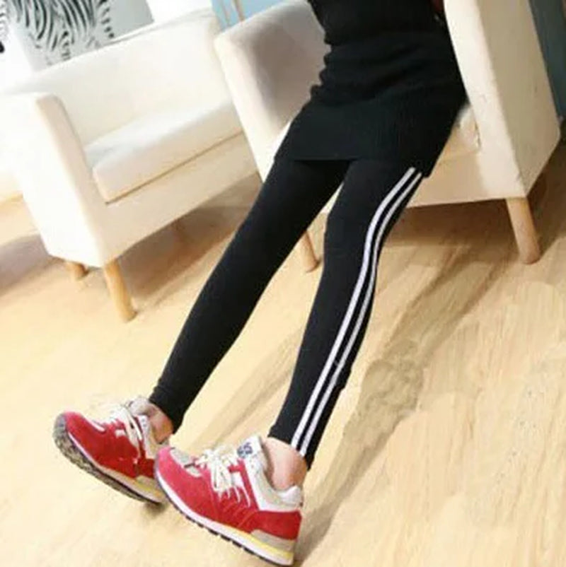 Womens New Casual Leggings Side White Stripe Elastic Cotton Leggings Pants Women Clothing Fashion Legging for Women