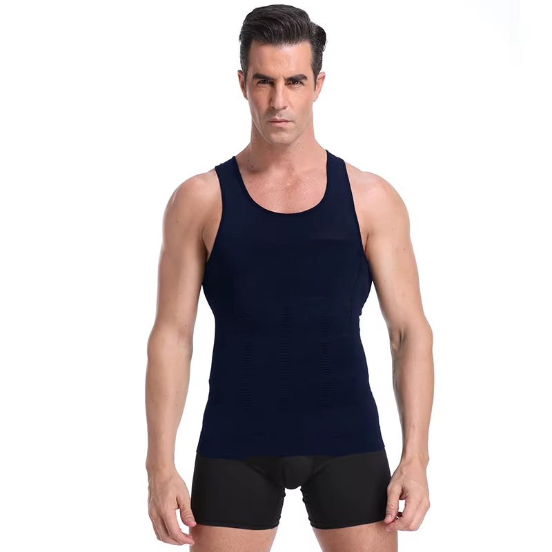 Be-In-Shape Men'S Slimming Vest Body Shaper Belly Control Posture Gynecomastia Compression Shirt Underwear Waist Trainer Corset
