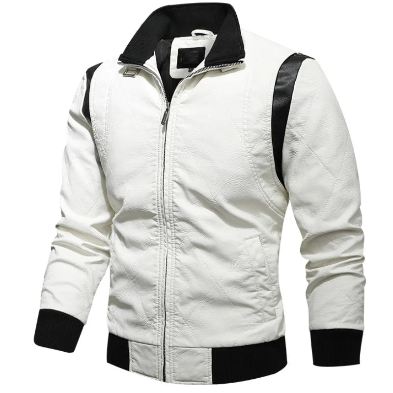 High Quality Men Leather Jacket Scorpion Embroidery Streetwear Windproof Motorcycle Biker Stand Collar Mens PU Leather Jackets