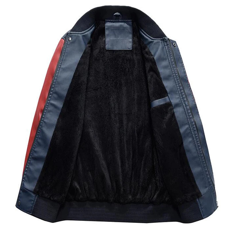Jacket Men Embroidery Baseball Jackets Pu Leather Coats Slim Fit College Luxury Fleece Pilot Leather Jackets Casaco Masculino