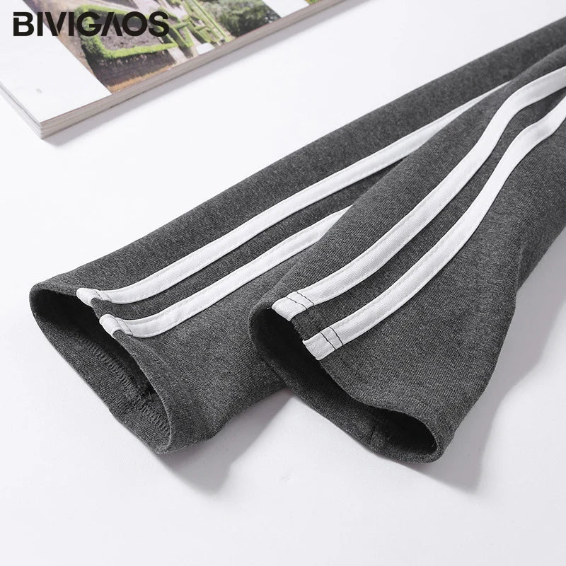 Womens New Casual Leggings Side White Stripe Elastic Cotton Leggings Pants Women Clothing Fashion Legging for Women