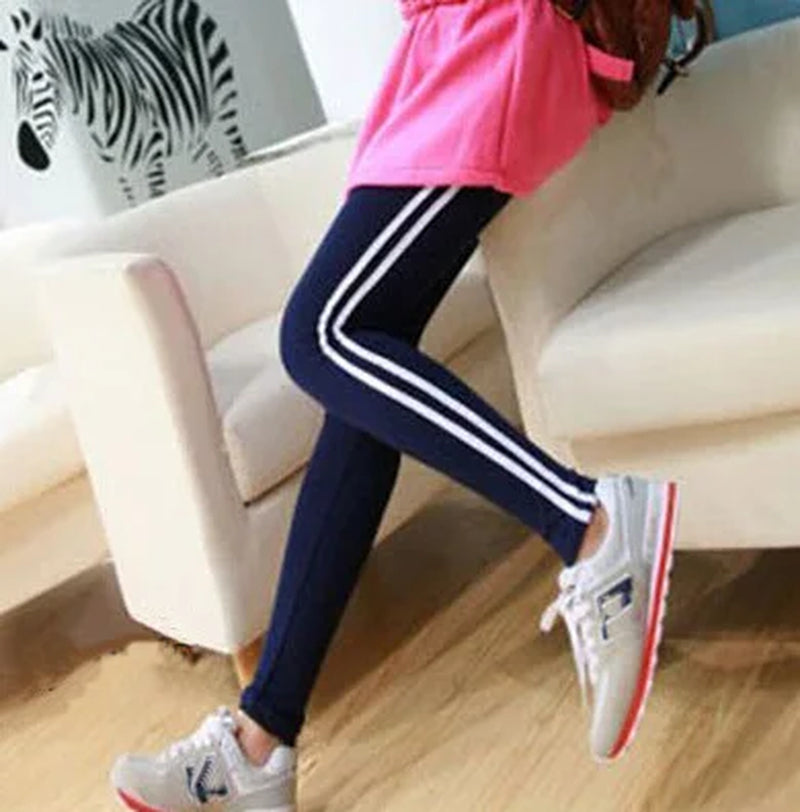 Womens New Casual Leggings Side White Stripe Elastic Cotton Leggings Pants Women Clothing Fashion Legging for Women
